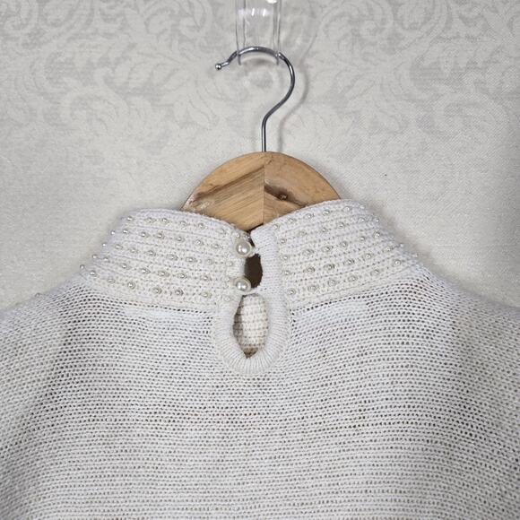 VTG Avon Fashions Silk Angora Ramie Blend Sweater M Ivory Pearl Accents READ - Picture 8 of 14
